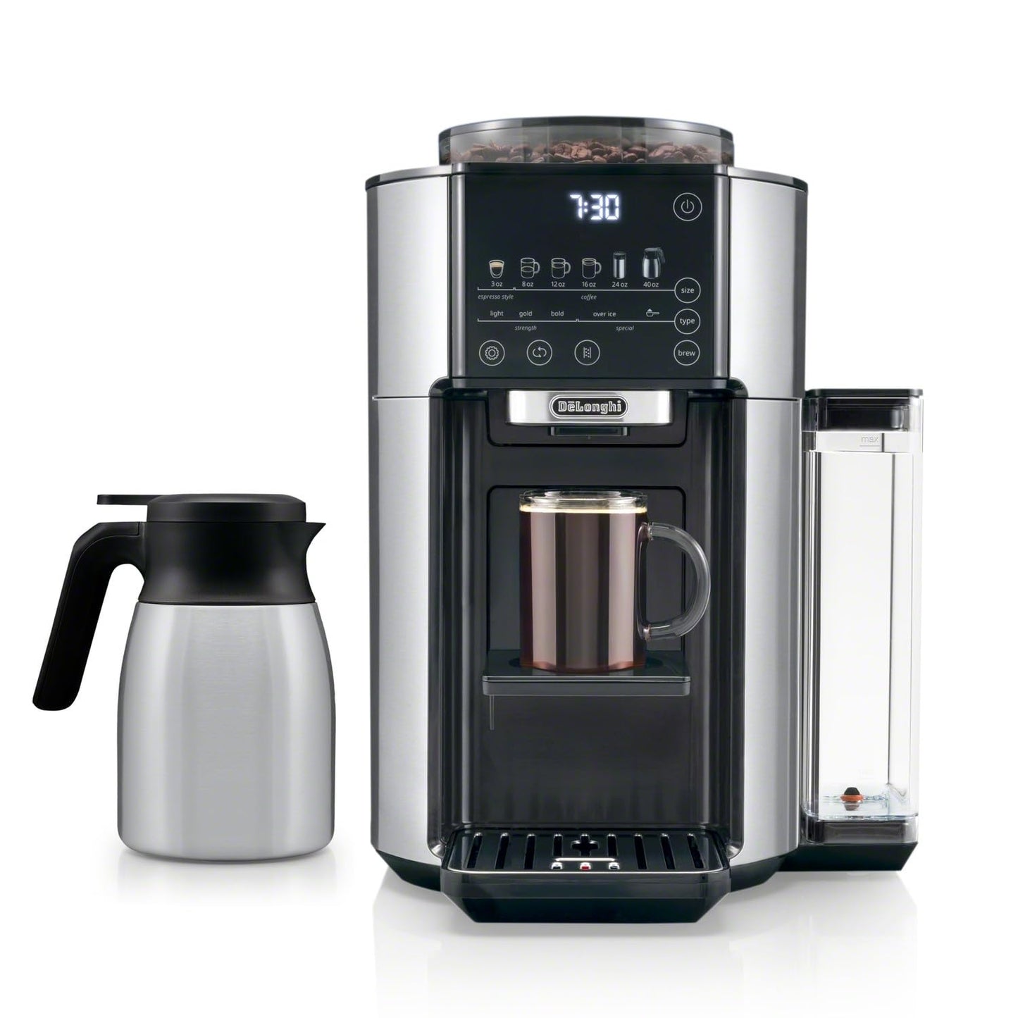 Automatic Coffee Maker Built-In Grinder Single Serve Iced Coffee Carafe
