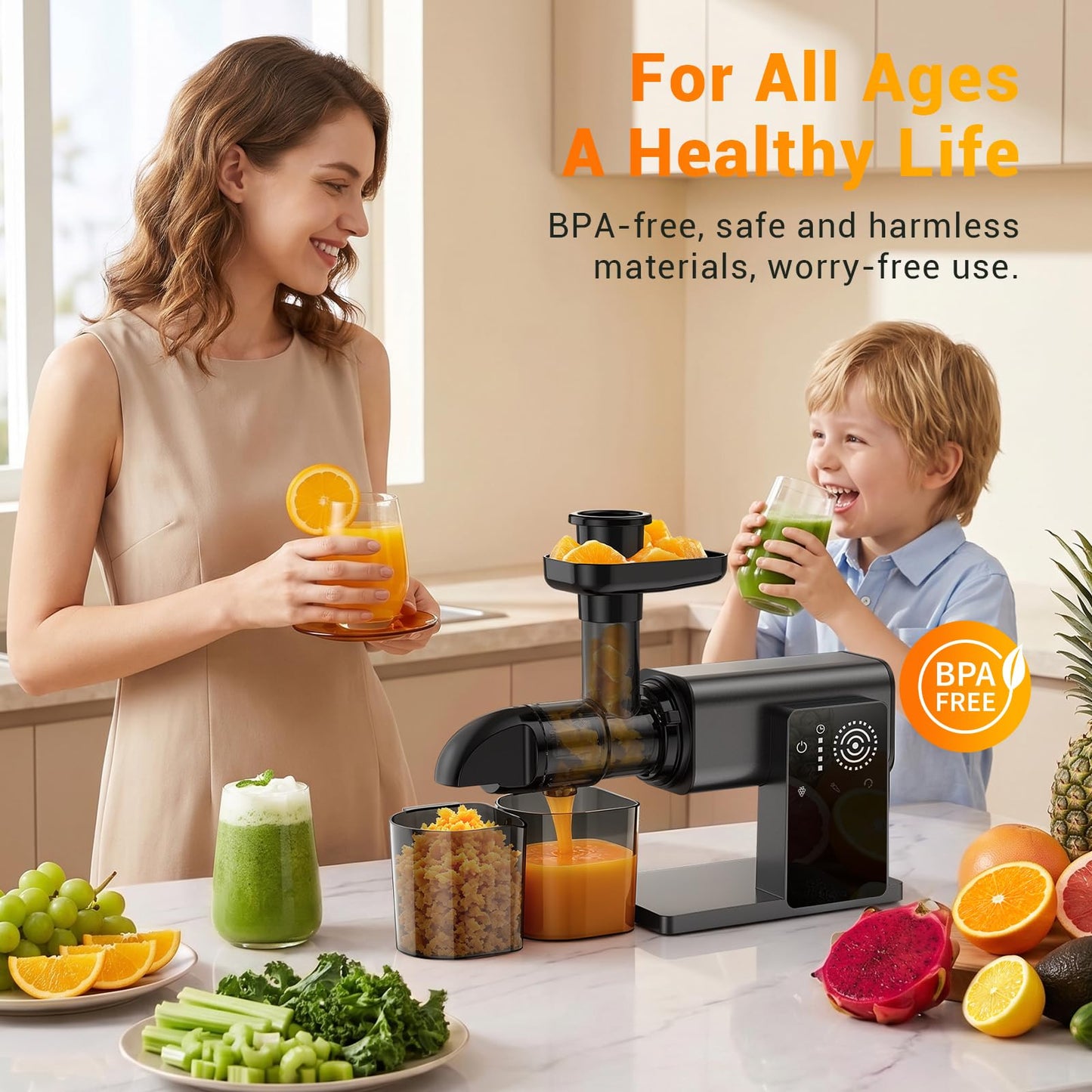 Cold Press Juicer High Torque LED Touch Screen BPA Free Quiet