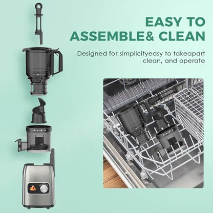 Cold Press Juicer Wide Feed Chute High Yield Easy Clean Home Kitchen