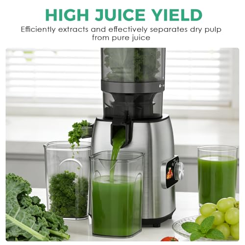 Cold Press Juicer Wide Feed Chute High Yield Easy Clean Home Kitchen