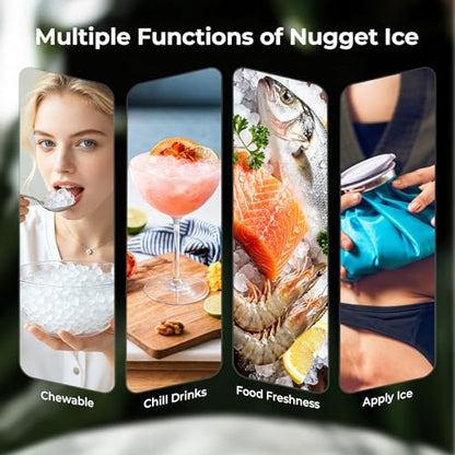 Countertop Nugget Ice Maker 33lb/24H Self-Clean