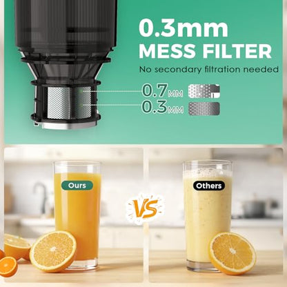 Cold Press Juicer Wide Feed Chute High Yield Easy Clean Home Kitchen