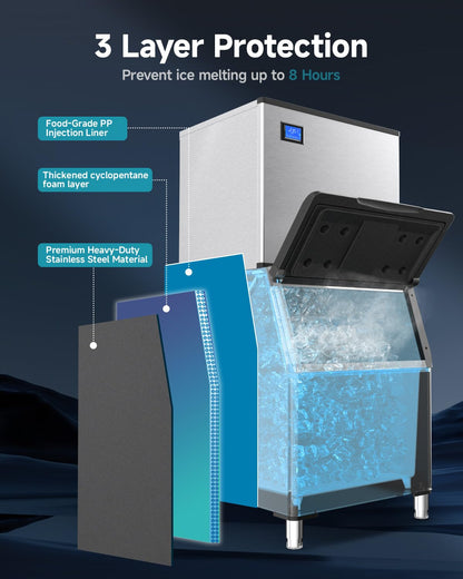 Cube Ice Maker with Handle and Portable Countertop Design