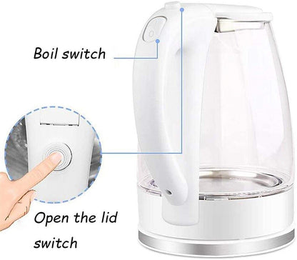 1.8L Glass Electric Kettle Fast Boil LED Auto Shut-Off