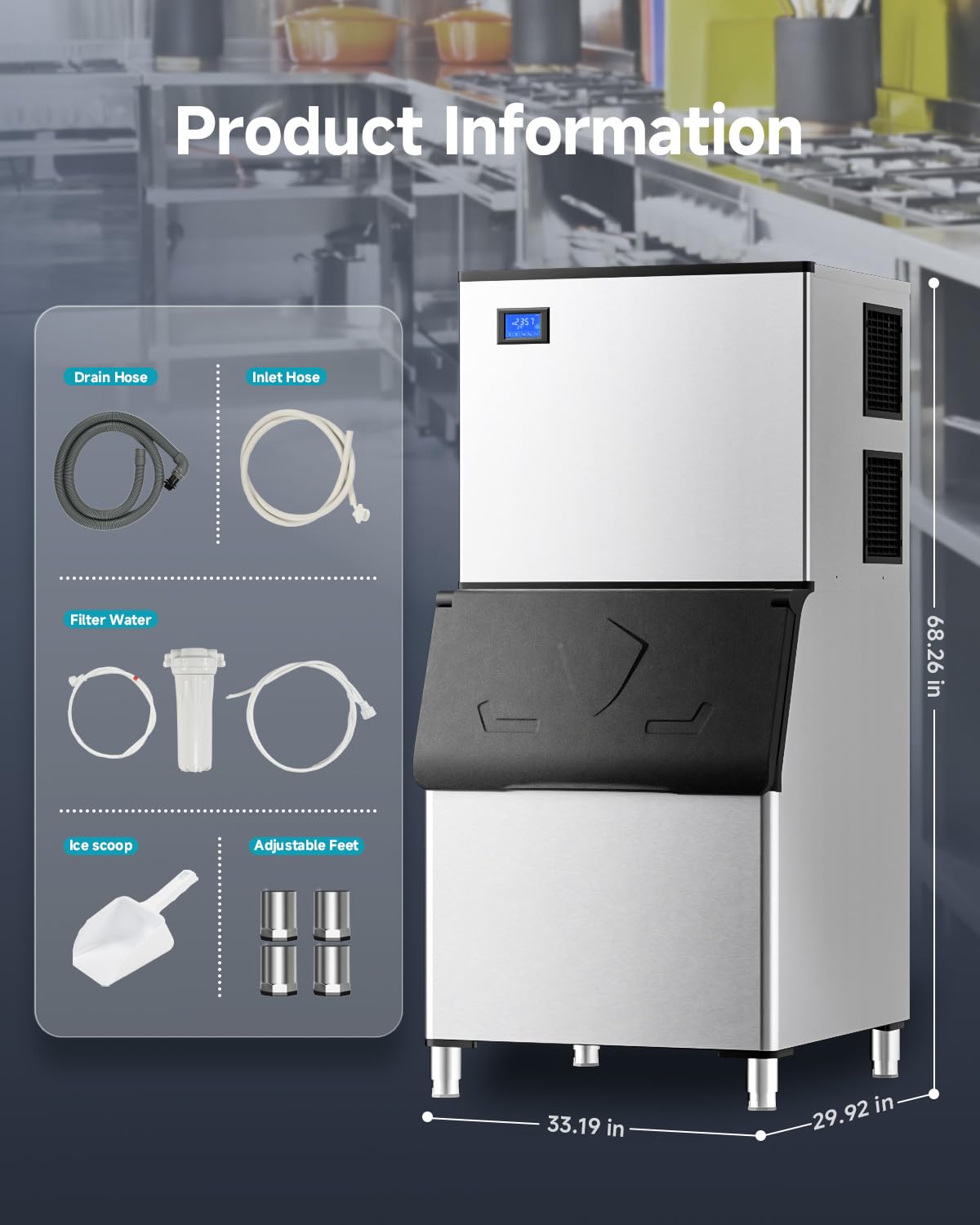 Cube Ice Maker with Handle and Portable Countertop Design