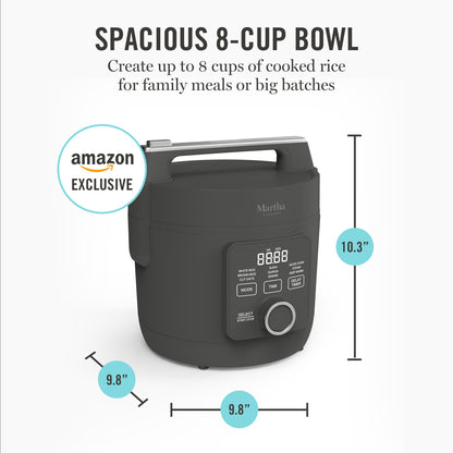 Rice Cooker 4 Cup Ceramic Nonstick Keep Warm Steam Basket Quick Cook