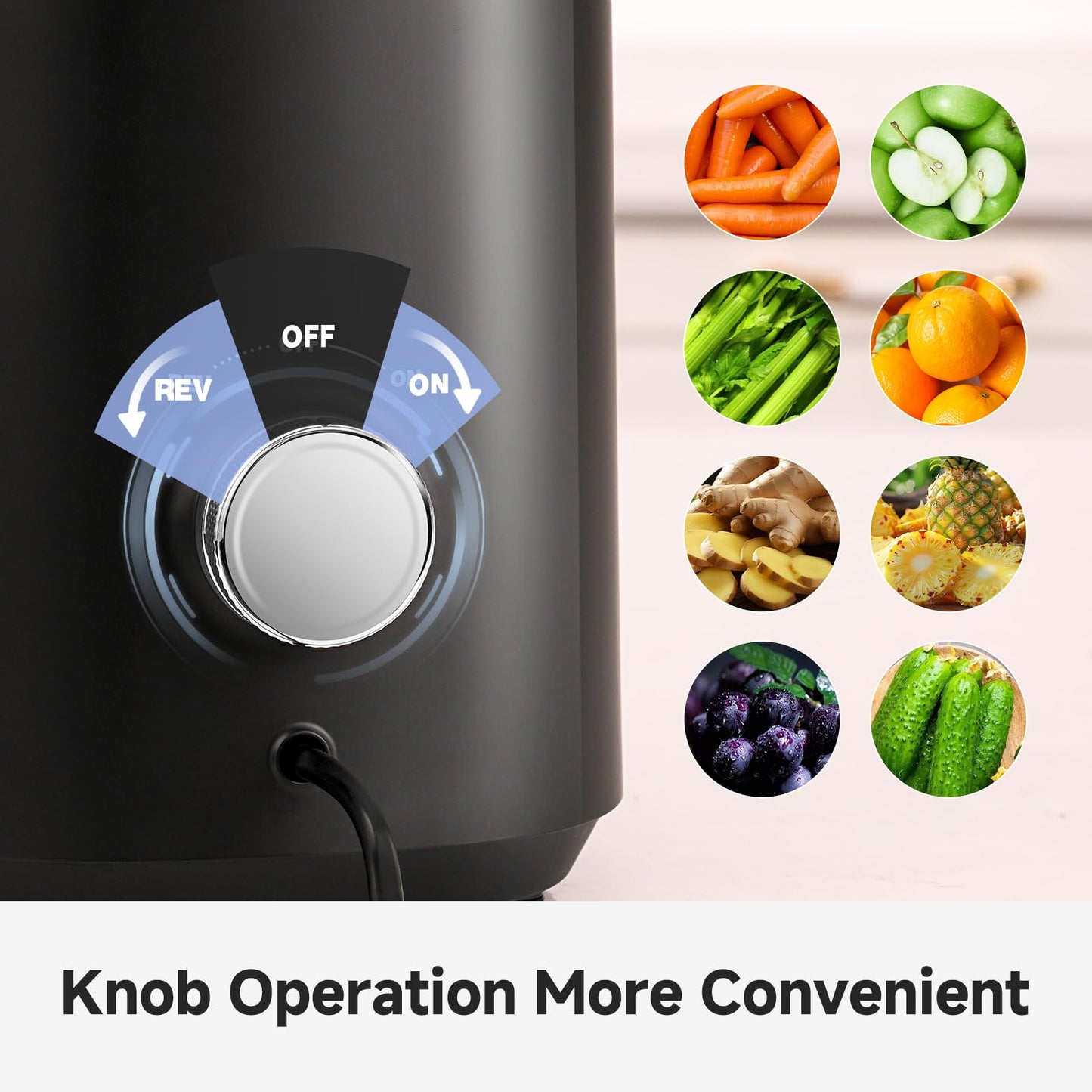 Cold Press Juicer Wide Mouth Self Feeding Zero Waste Triple Strainers