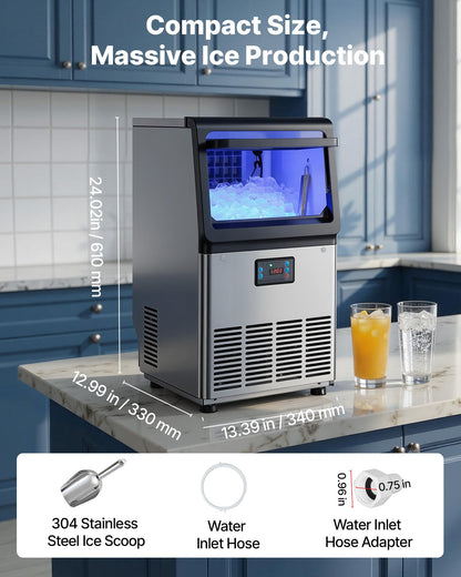 Commercial Ice Maker Stainless Steel Self Clean LED