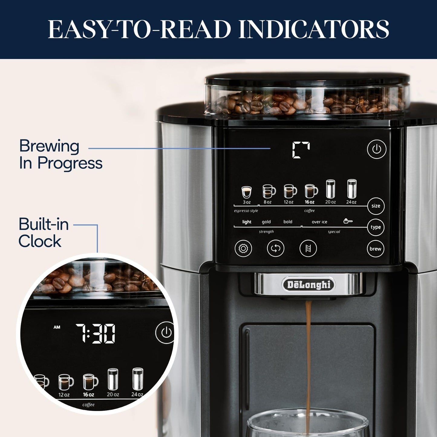 Automatic Coffee Maker Built-In Grinder Single Serve Iced Coffee Carafe