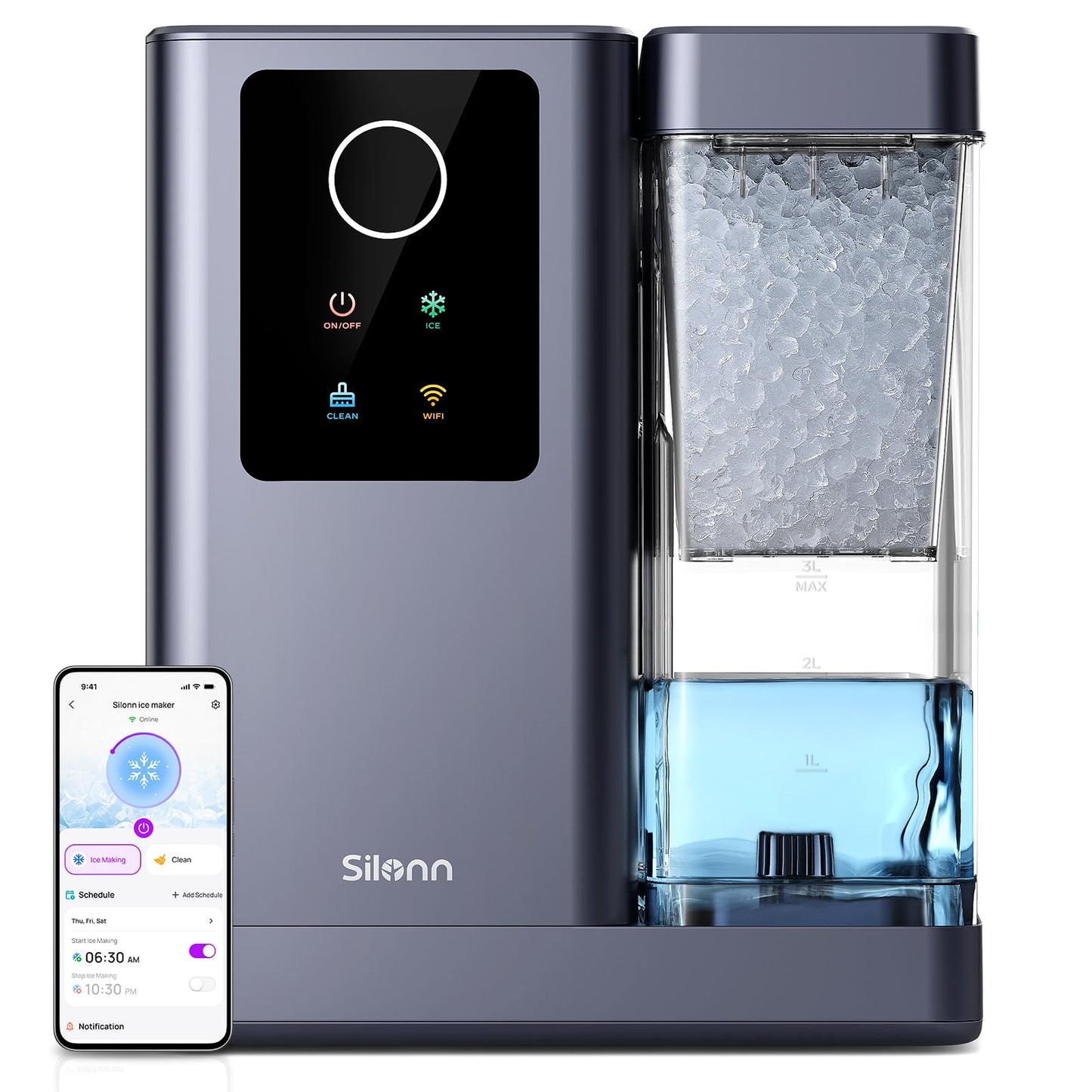 Countertop Nugget Ice Maker 17lb/Day Portable