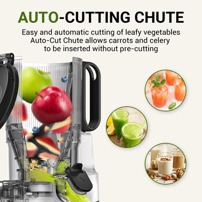 Cold Press Juicer Wide Mouth Self Feeding Zero Waste Triple Strainers