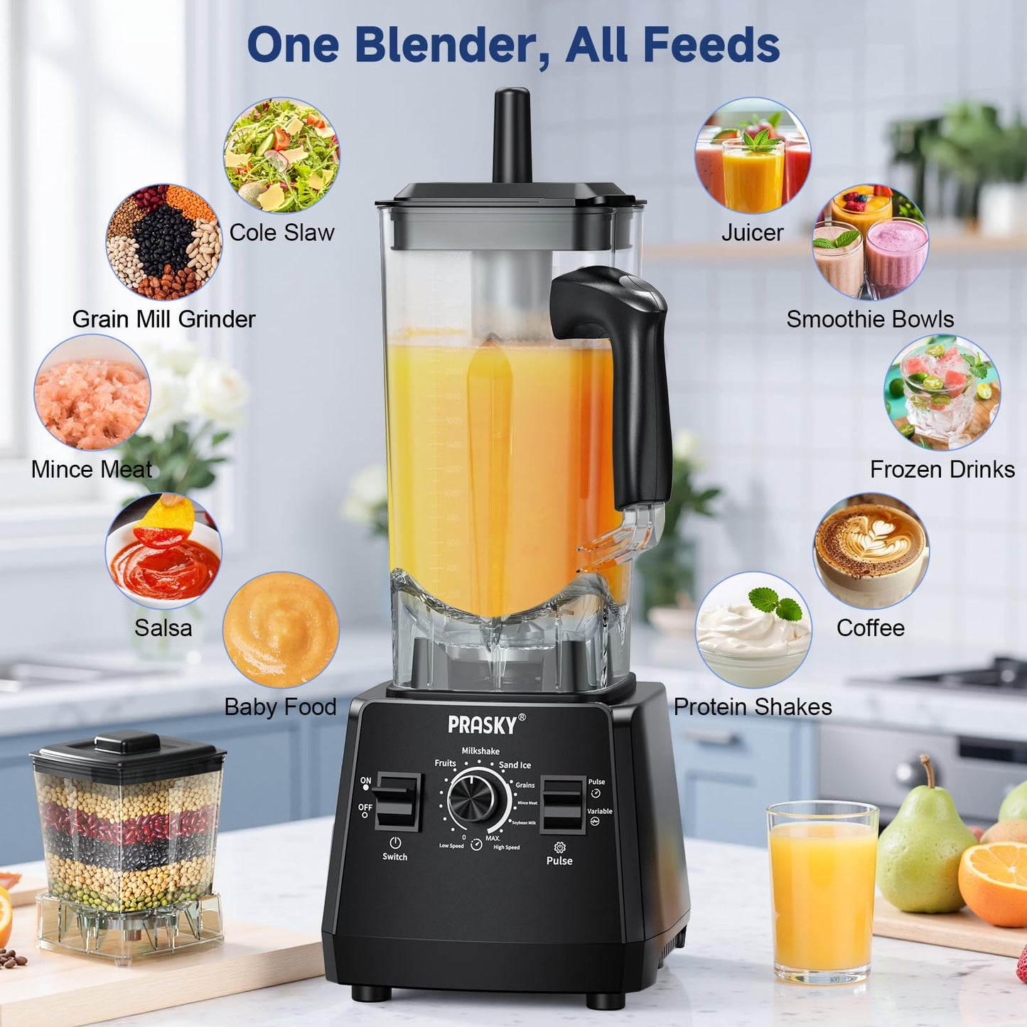 Professional Blender 2400W 68oz Grinder Combo Ice Crush
