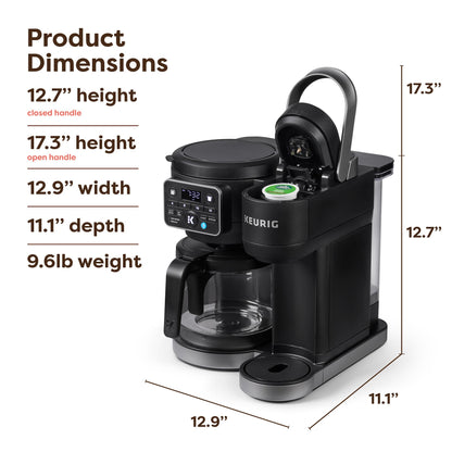 Dual Coffee Maker Single Serve Carafe Hot Iced 72oz Reservoir
