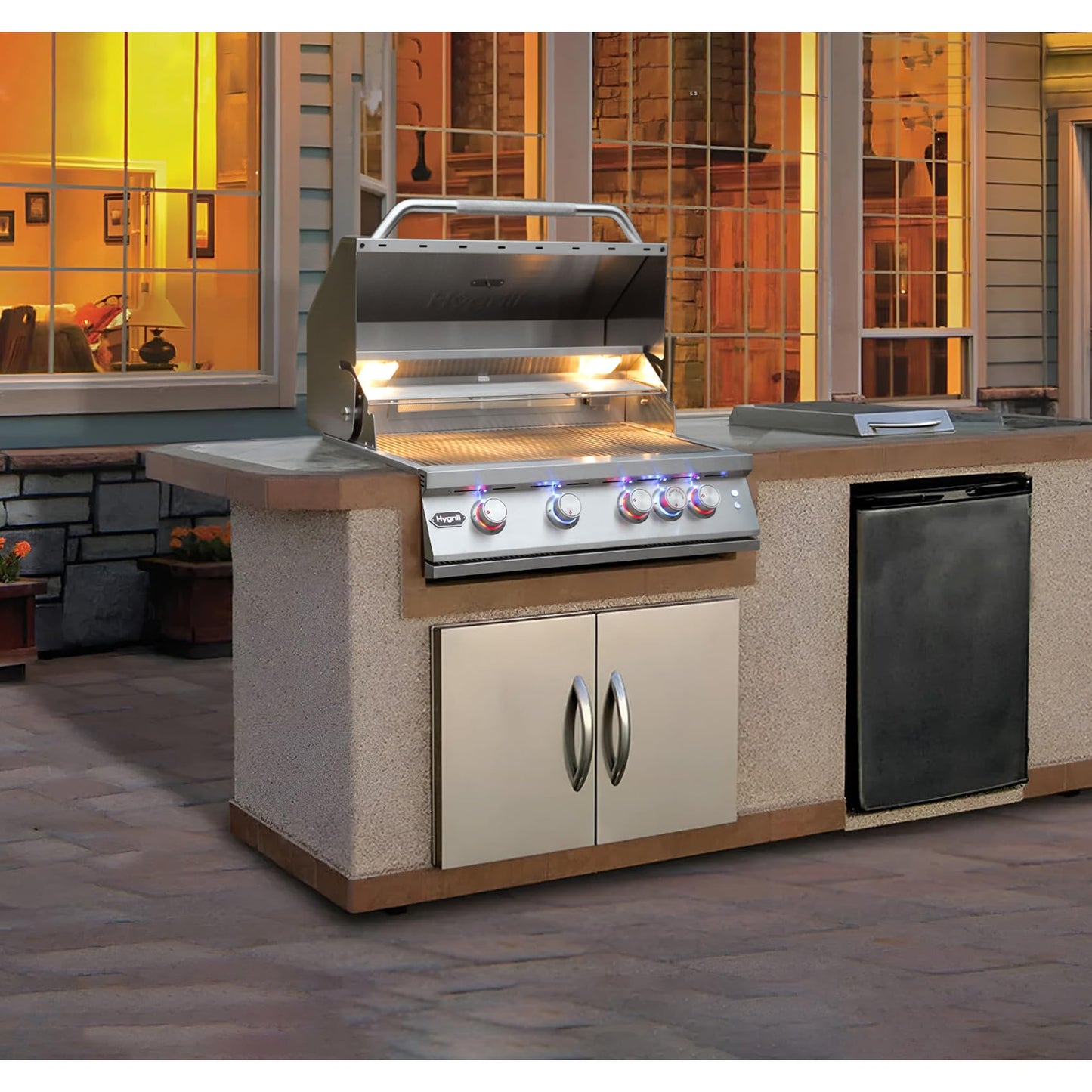 30 Inch Built In Gas Grill 4 Burner Stainless LED Infrared Rear Burner