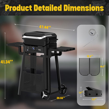 Electric Grill 1500W Smokeless Indoor Outdoor Meat Probe