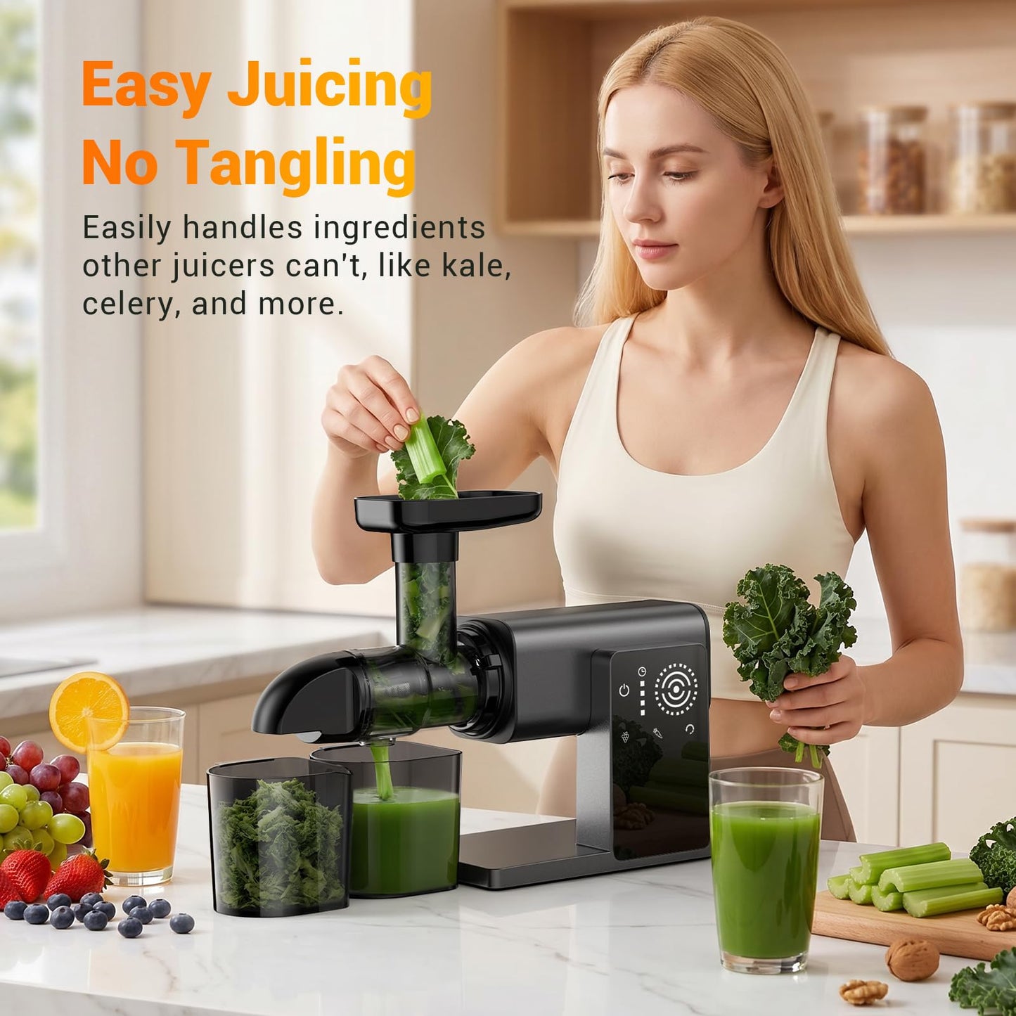 Cold Press Juicer High Torque LED Touch Screen BPA Free Quiet