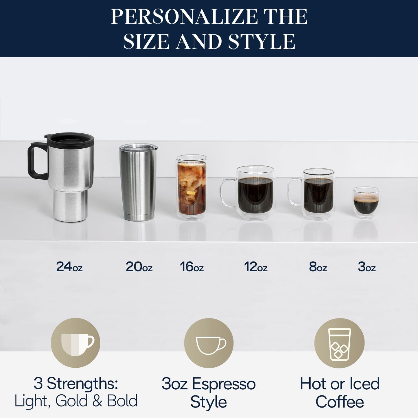 Automatic Coffee Maker Built-In Grinder Single Serve Iced Coffee Carafe