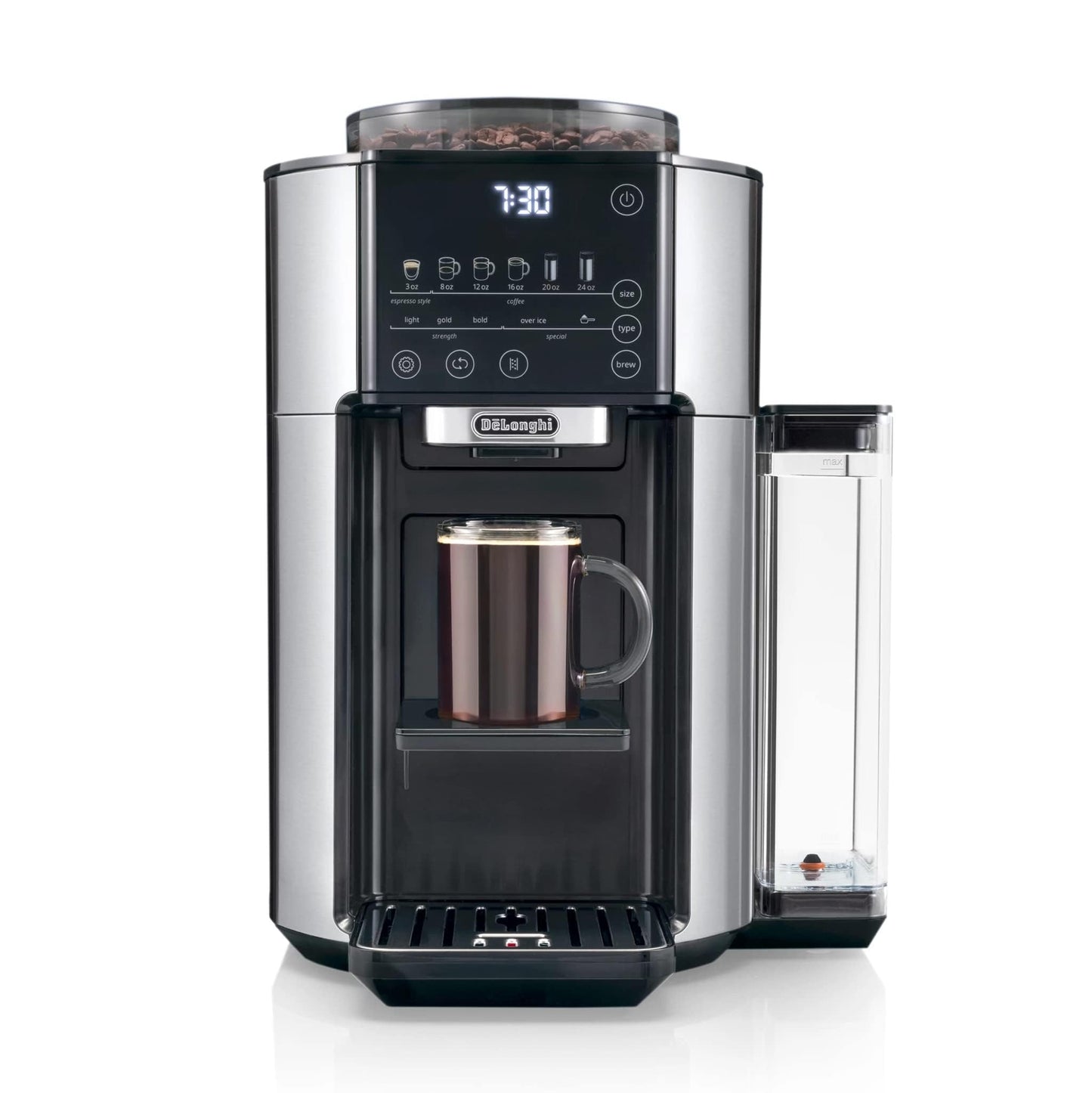 Automatic Coffee Maker Built-In Grinder Single Serve Iced Coffee Carafe