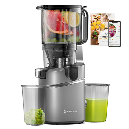 Cold Press Juicer Wide Mouth Self Feeding Zero Waste Triple Strainers