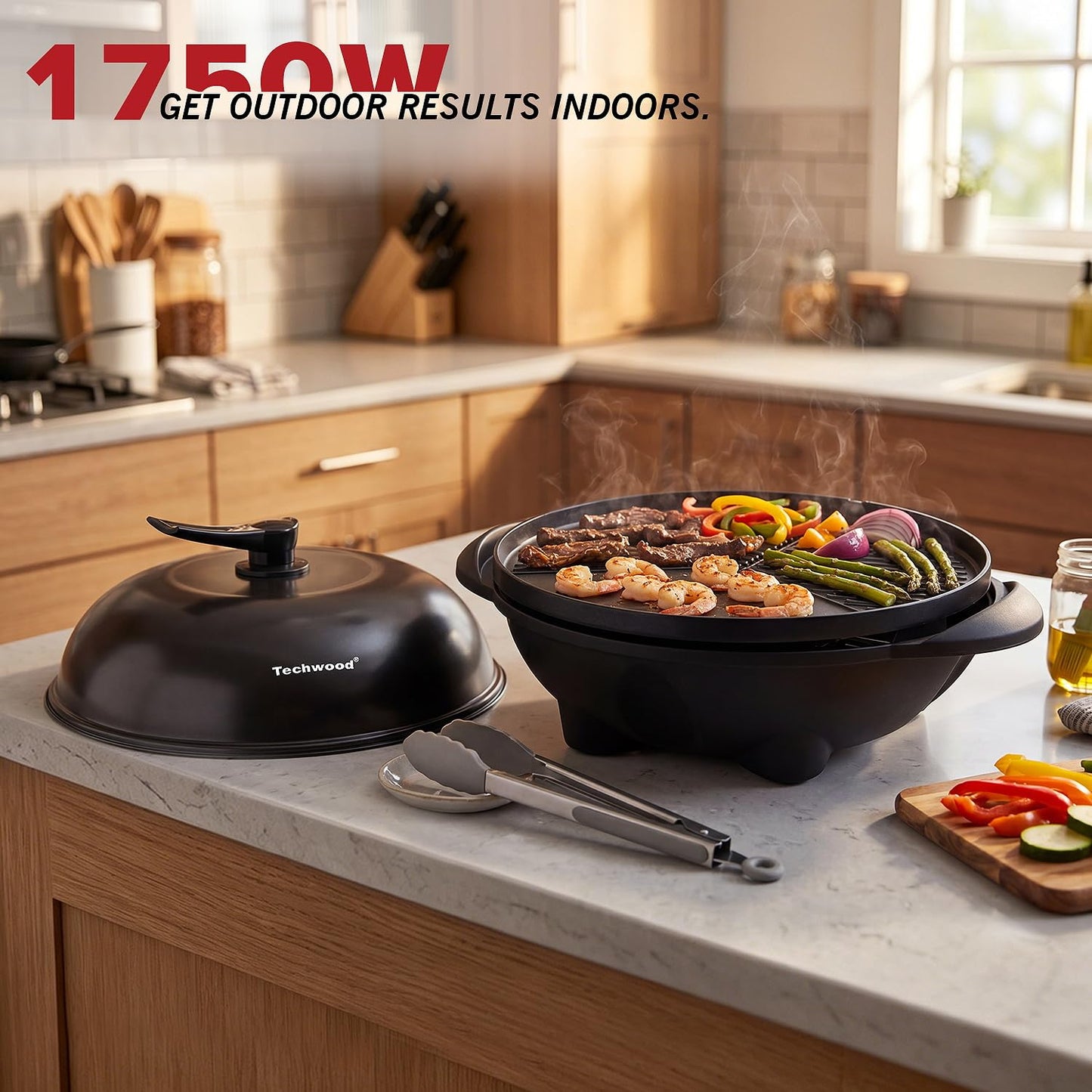 2-in-1 Electric Grill Portable Indoor Outdoor Removable Stand Nonstick