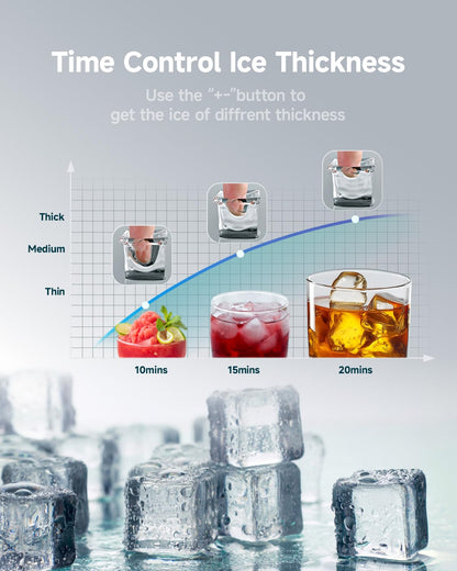 Cube Ice Maker with Handle and Portable Countertop Design