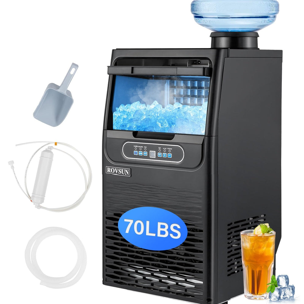 Countertop Ice Maker with Dual Water Inlets and Storage Basket