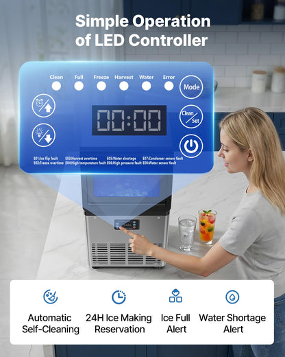 Commercial Ice Maker Stainless Steel Self Clean LED