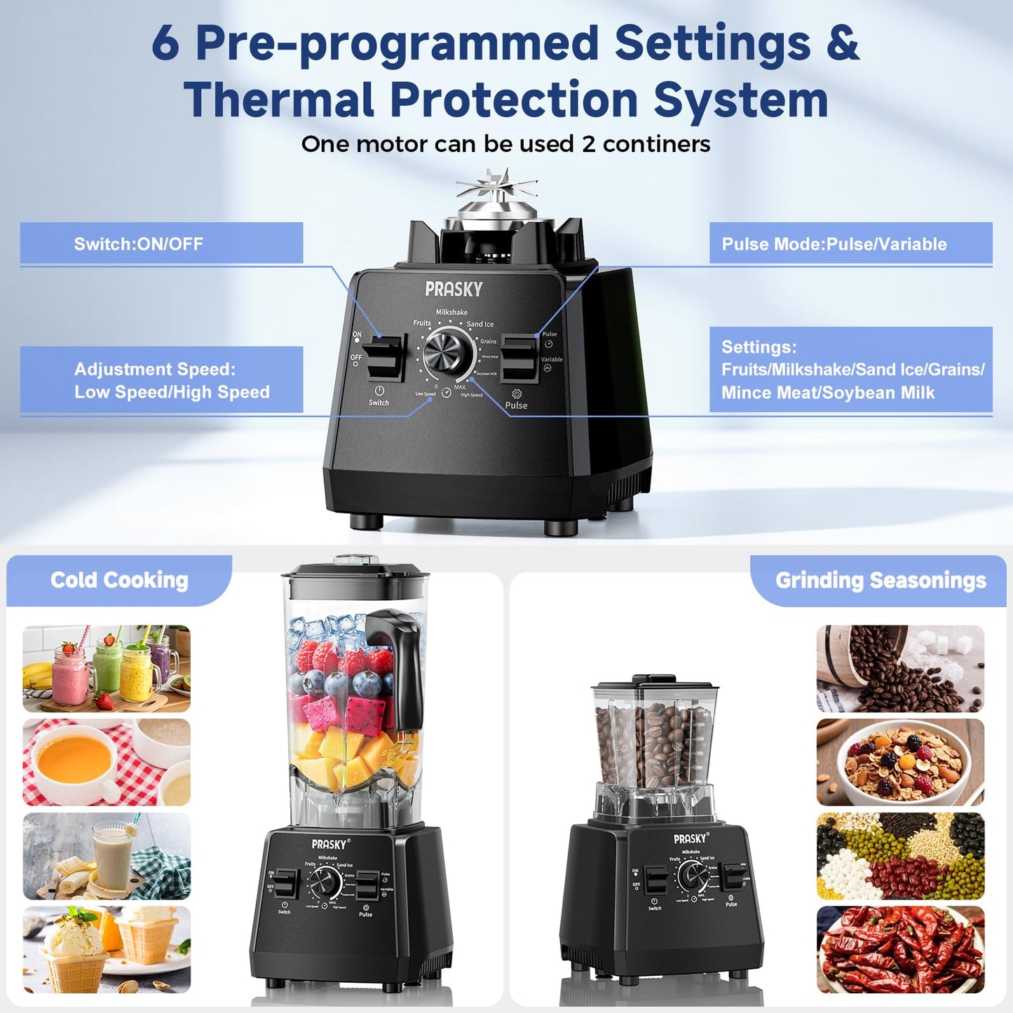 Professional Blender 2400W 68oz Grinder Combo Ice Crush