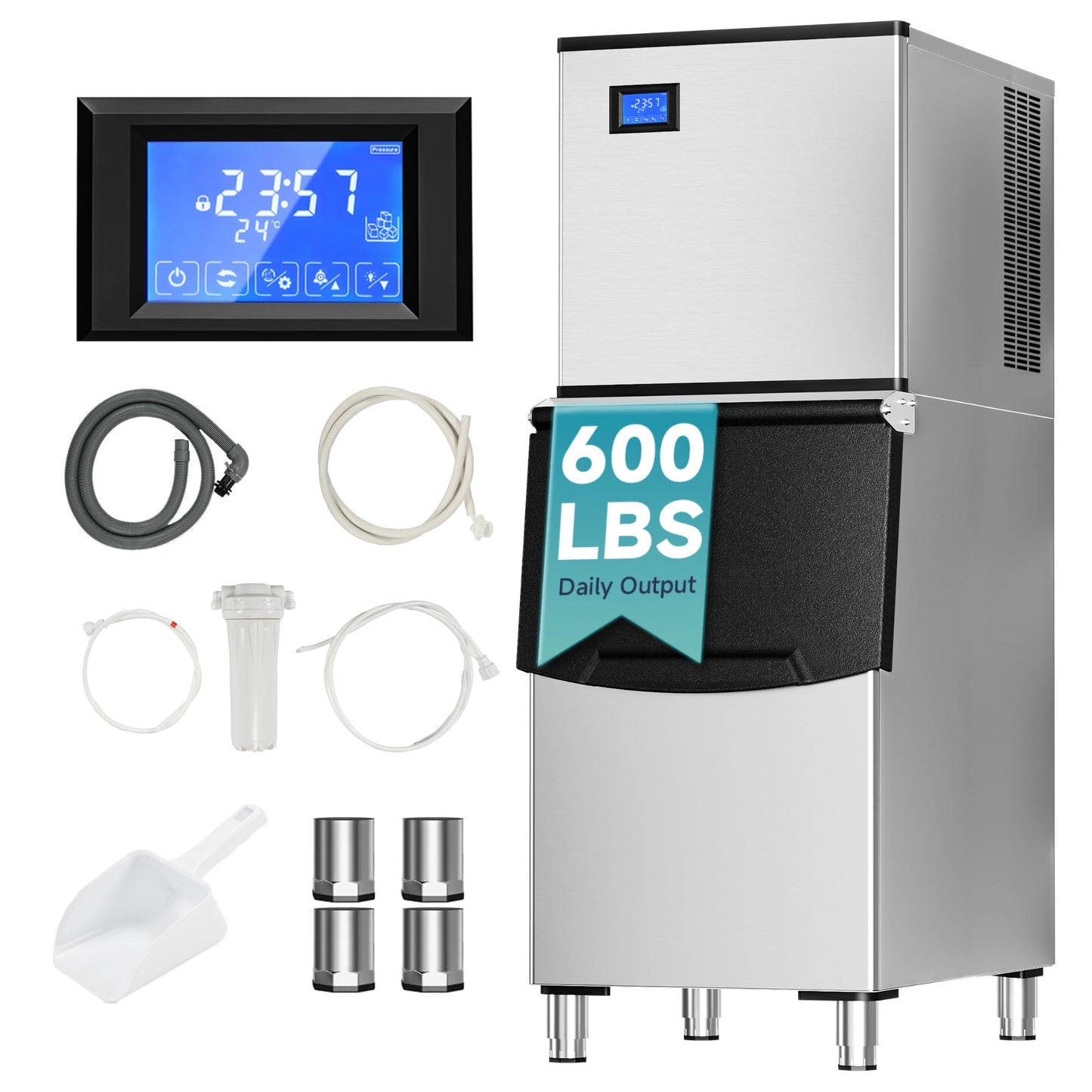 Cube Ice Maker with Handle and Portable Countertop Design