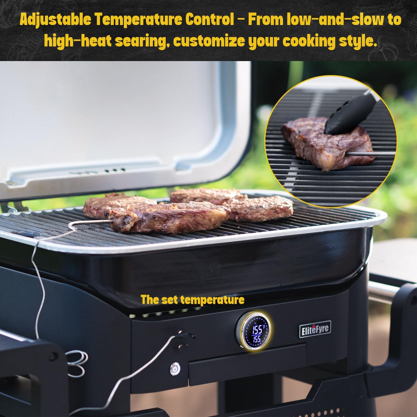 Electric Grill 1500W Smokeless Indoor Outdoor Meat Probe