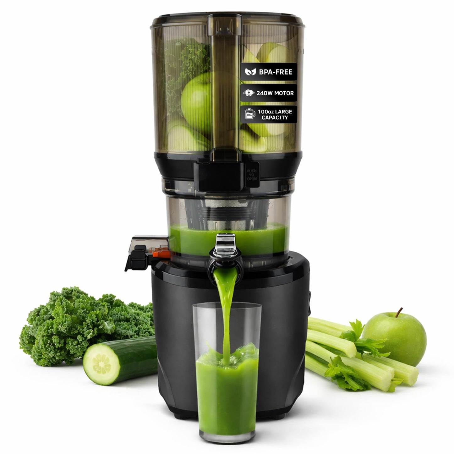 Cold Press Juicer Hands-Free Masticating Quiet Electric Machine
