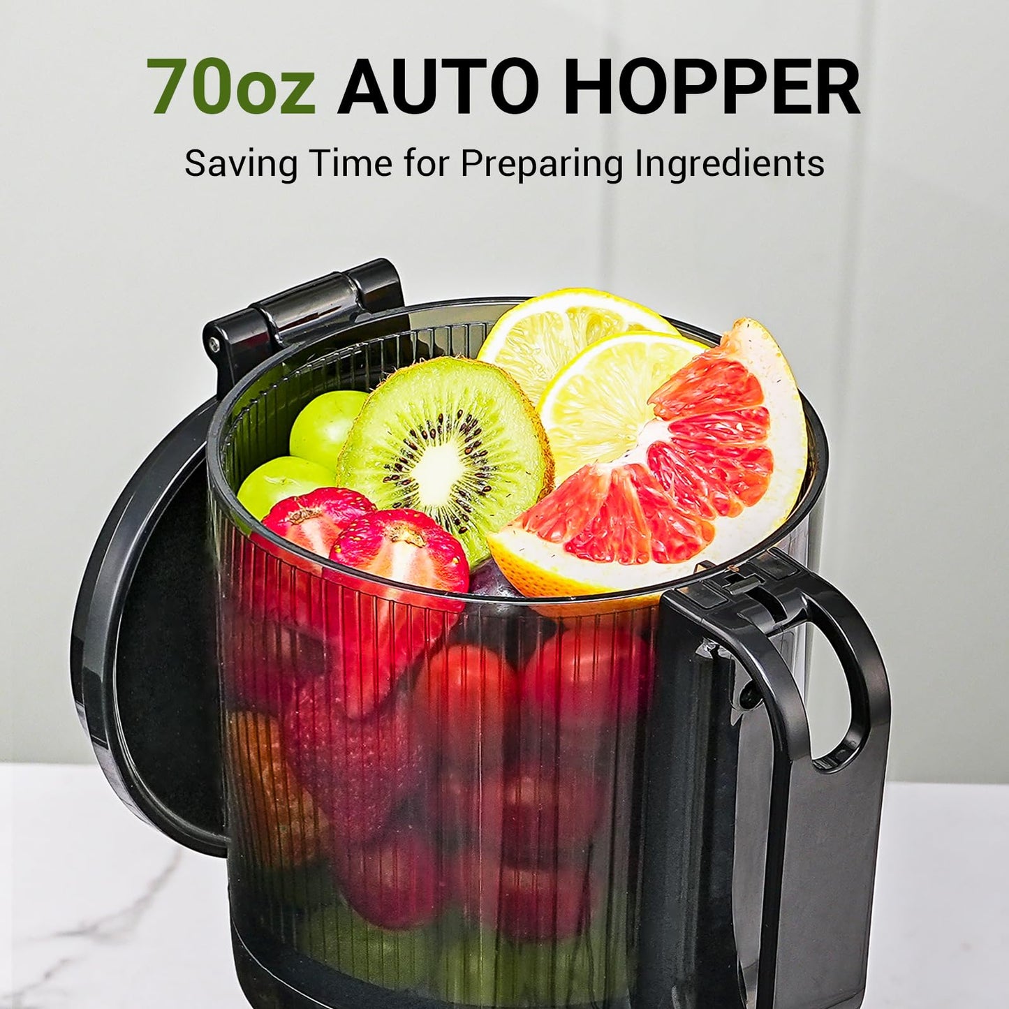 Cold Press Juicer Wide Mouth Self Feeding Zero Waste Triple Strainers