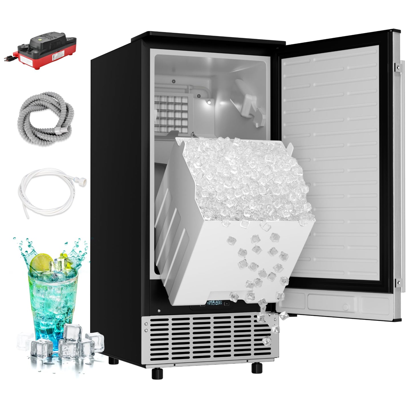 Countertop Bullet Ice Maker with Handle and Tank