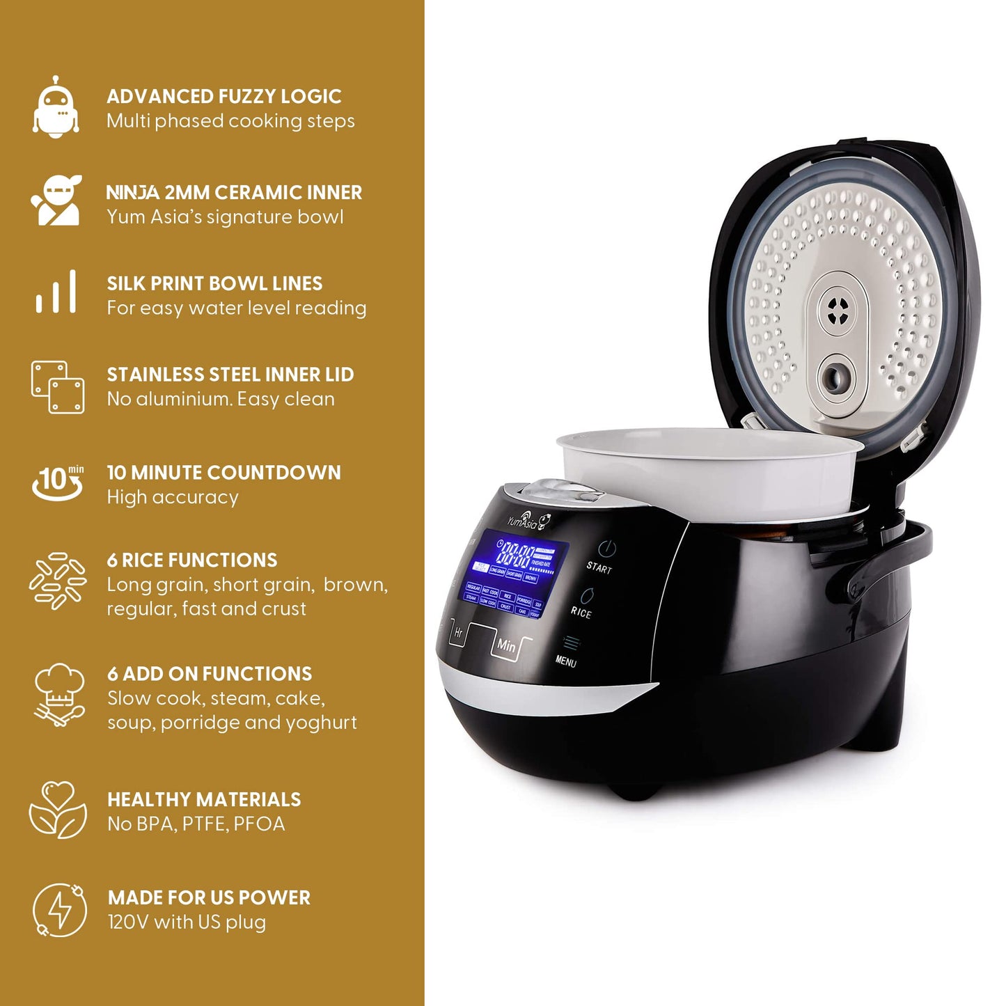 Rice Cooker 8-Cup Ceramic Fuzzy Logic Cooker