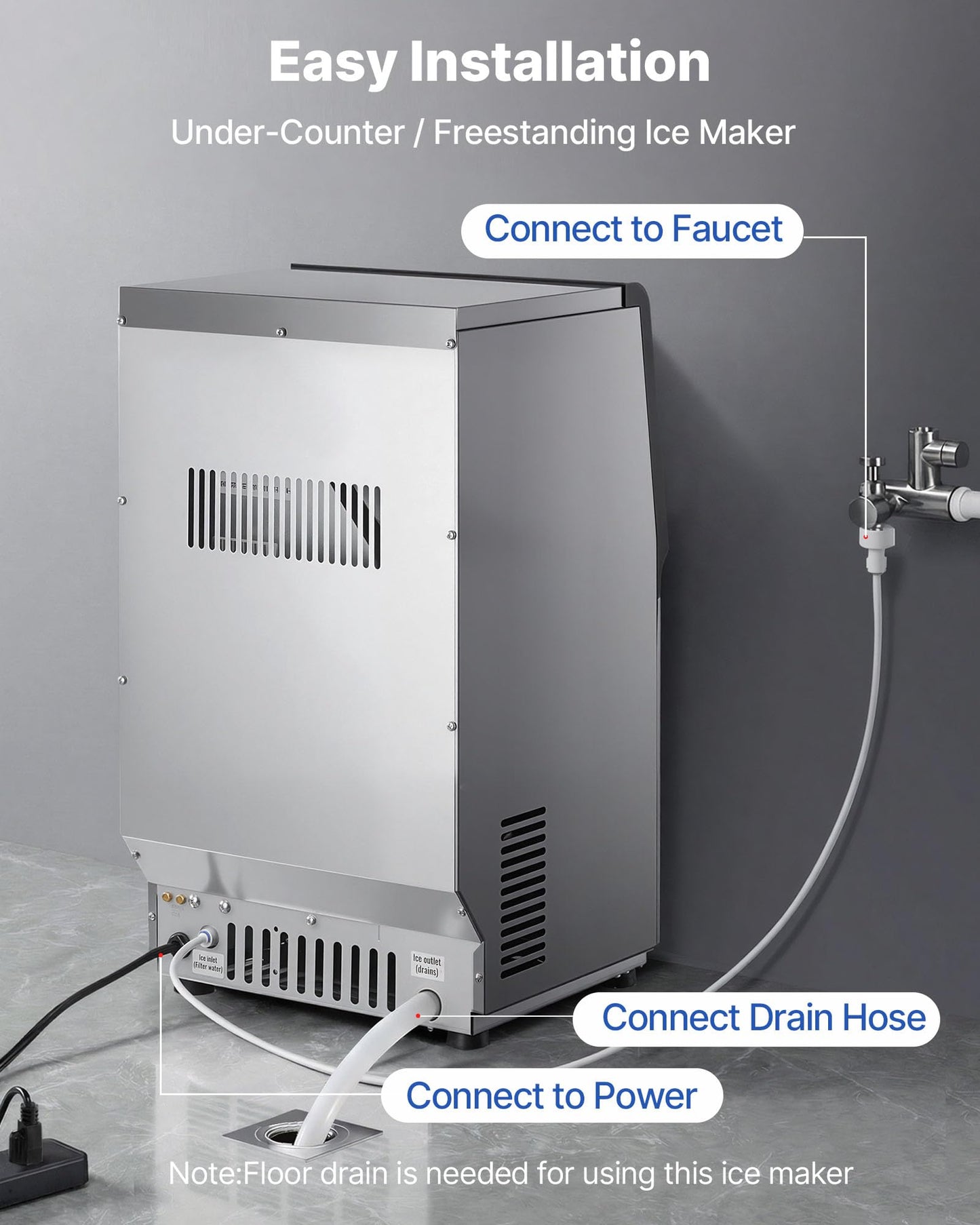 Commercial Ice Maker Stainless Steel Self Clean LED