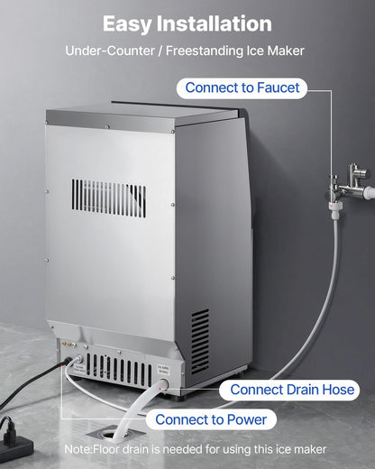 Commercial Ice Maker Stainless Steel Self Clean LED