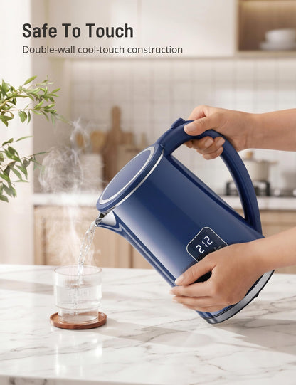 Electric Kettle 1.7L Stainless Steel Double Wall Fast Boil