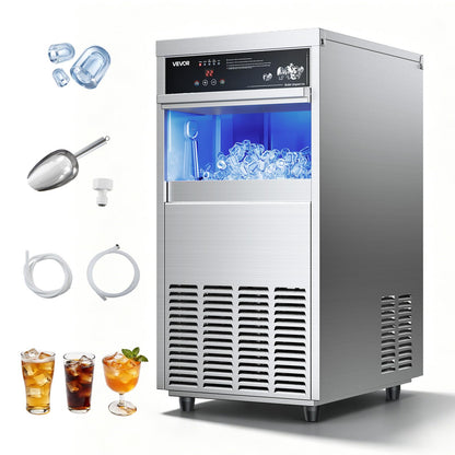 Commercial Ice Maker Stainless Steel Self Clean LED