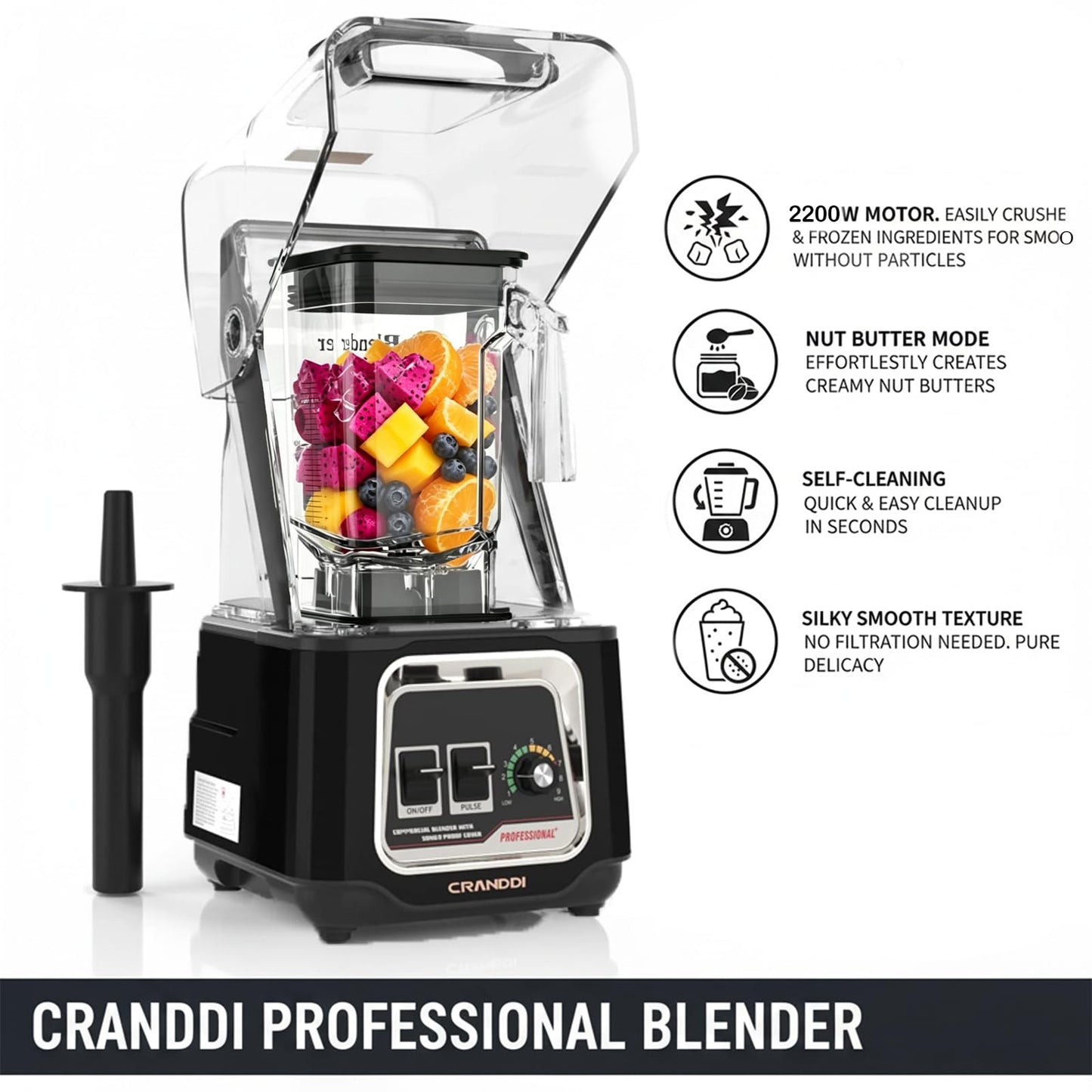 Commercial Blender 2200W Ice Crushing Smoothie Maker