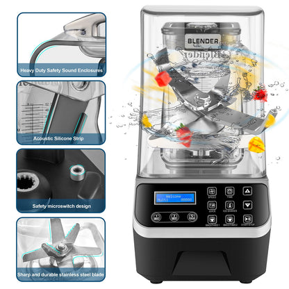 Commercial Blender 2200W 68oz Heavy Duty Quiet