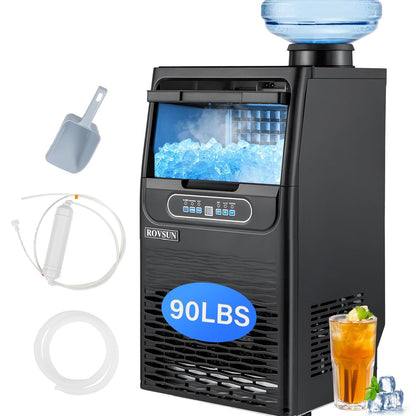 Countertop Ice Maker with Dual Water Inlets and Storage Basket