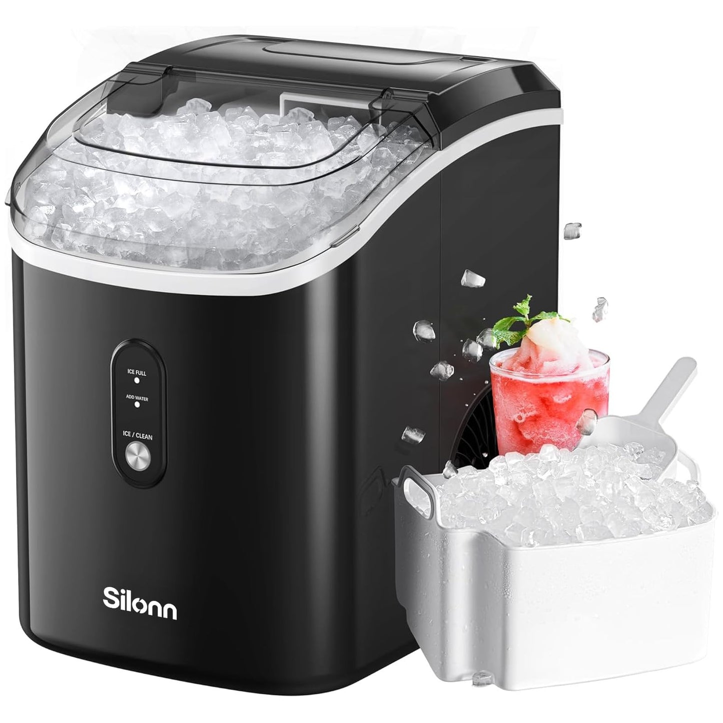 Countertop Nugget Ice Maker 17lb/Day Portable