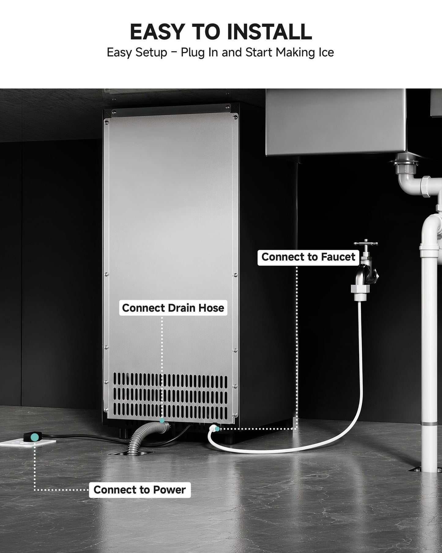 Countertop Bullet Ice Maker with Handle and Tank