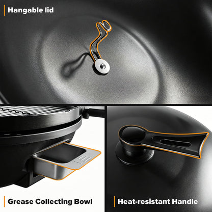 2-in-1 Electric Grill Portable Indoor Outdoor Removable Stand Nonstick