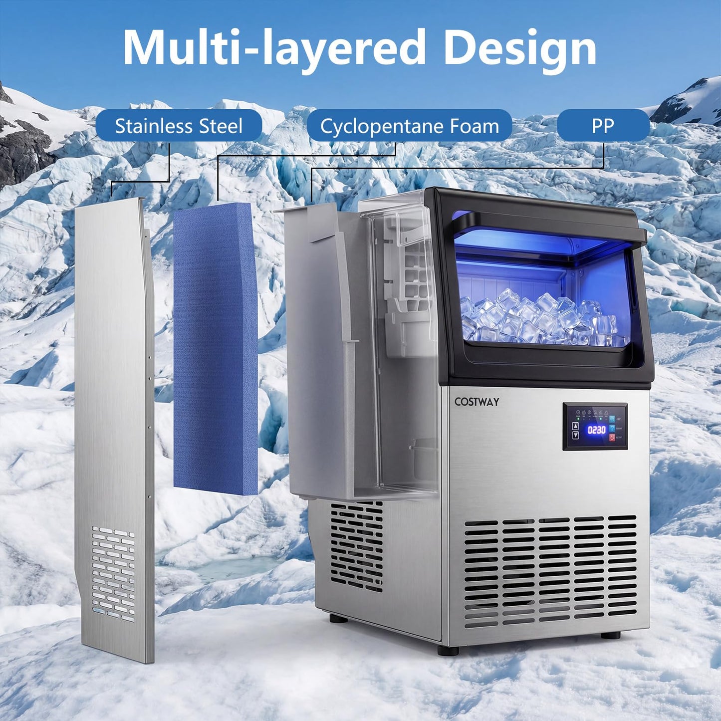 Commercial Undercounter Ice Maker 80Lbs 24H Clean