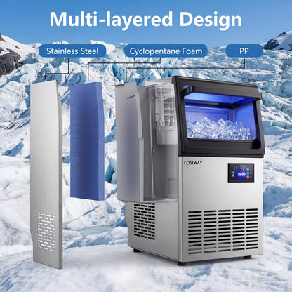 Commercial Undercounter Ice Maker 80Lbs 24H Clean