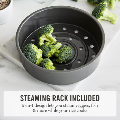 Rice Cooker 4 Cup Ceramic Nonstick Keep Warm Steam Basket Quick Cook