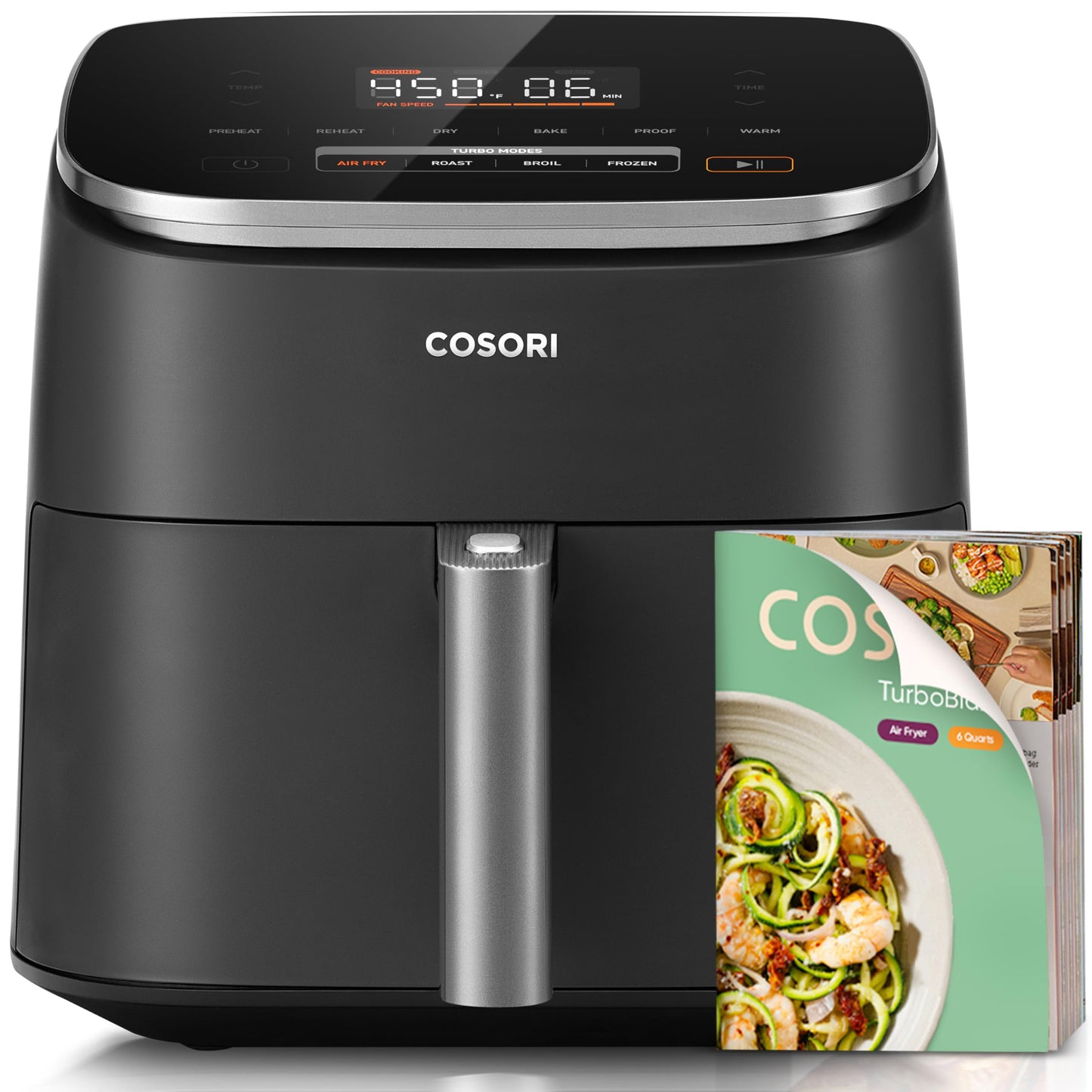 Premium Stainless Steel Air Fryer PFAS-Free Ceramic 6 Function Smart Control