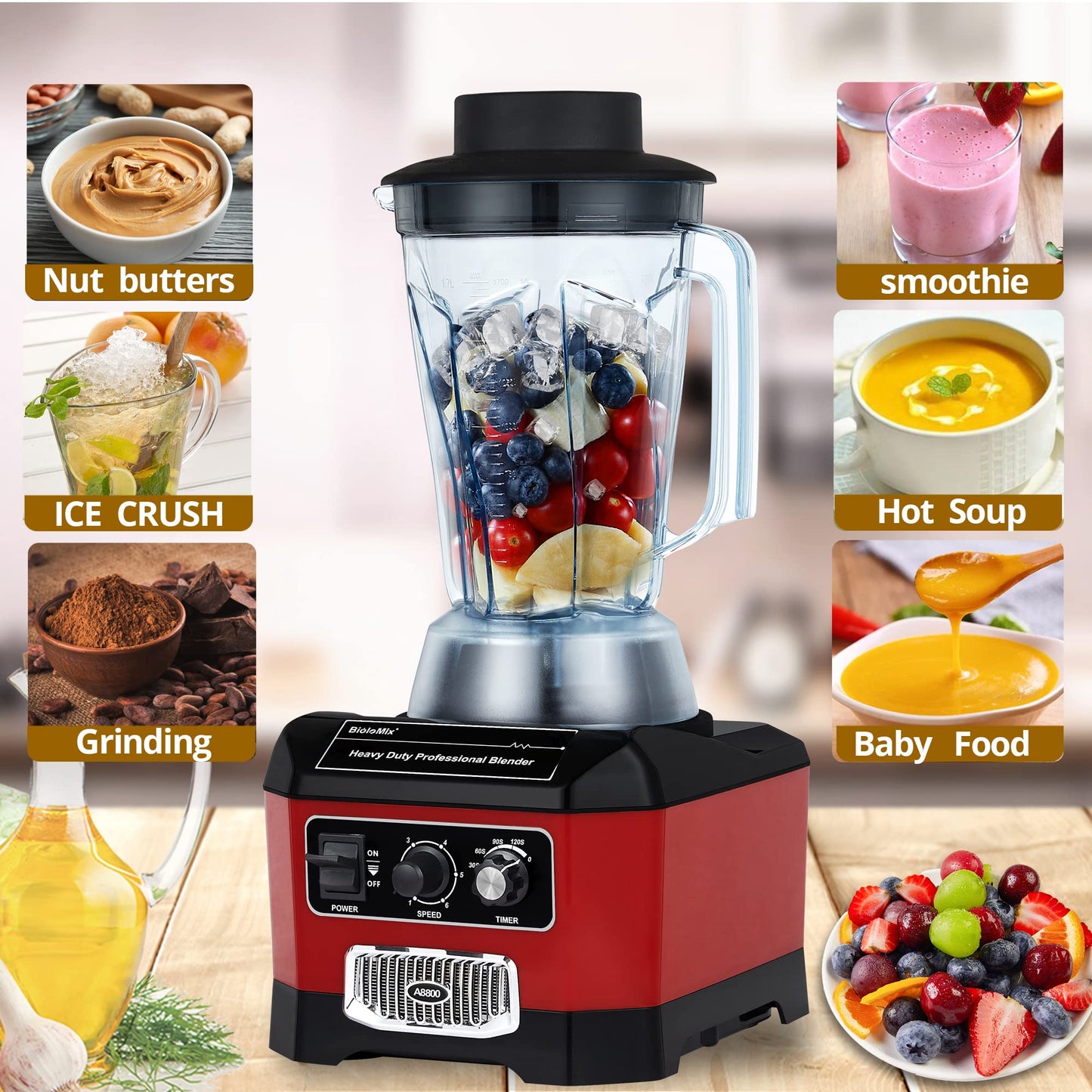 Heavy Duty Blender 2200W 70oz Ice Crushing Smoothies