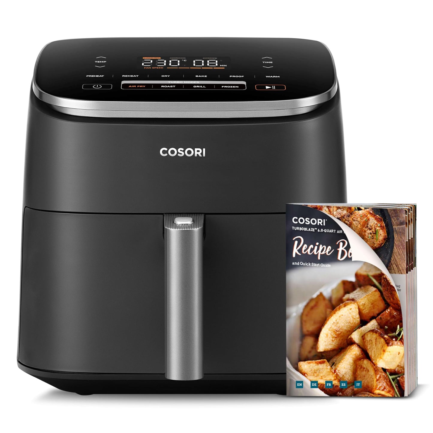 Premium Stainless Steel Air Fryer PFAS-Free Ceramic 6 Function Smart Control